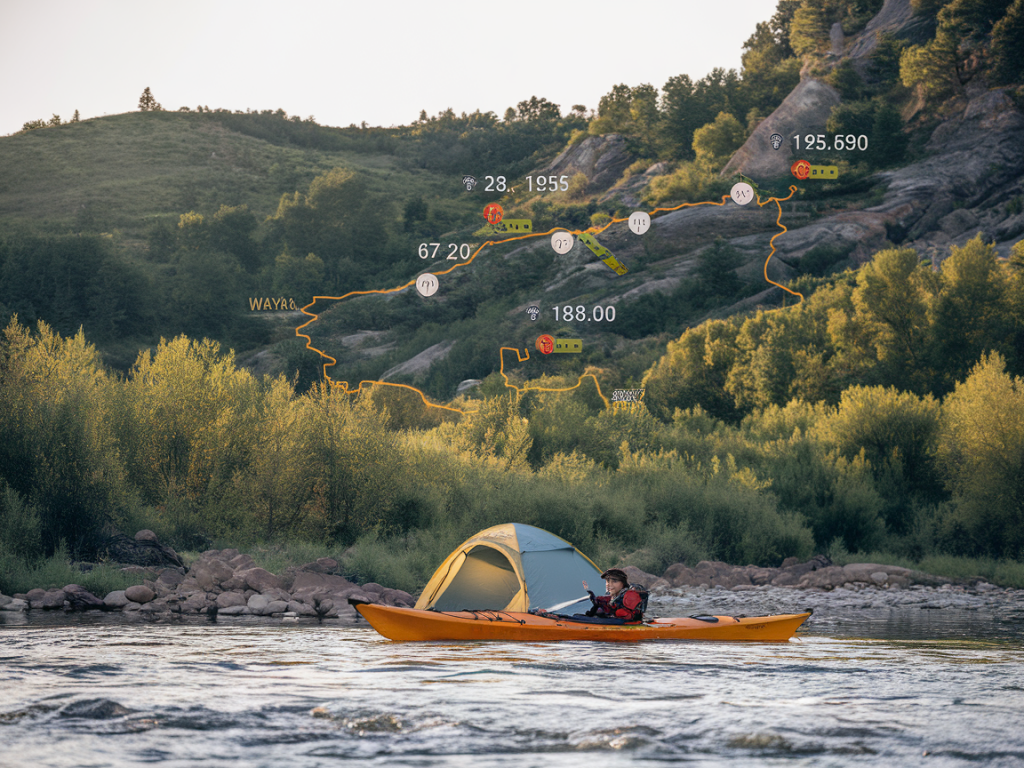Itinéraire kayak de deux jours sur l'Argens avec bivouac autorisé, points d'entrée et fichiers GPX